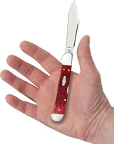 Case Copperlock Folding Knife Dark Red Peach Seed Jigged Bone 4.25 In Locking Clip Blade for Collectors by Case Cutlery