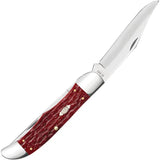 Case Folding Hunter Knife Dark Red Peach Seed Jigged Bone With Carbon Steel Clip And Skinner Blades For Outdoorsmen by Case Cutlery