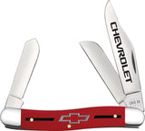 Case Cutlery Chevrolet Stockman Knife 3.88in Stainless Blades Red Synthetic Handle For Collectors by Case Cutlery