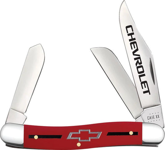 Case Cutlery Chevrolet Stockman Knife 3.88in Stainless Blades Red Synthetic Handle For Collectors by Case Cutlery