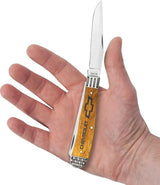 Case Cutlery Chevrolet Trapper Antique Bone Folding Knife 4.13in With Stainless Clip And Spey Blades For Collectors by Case Cutlery
