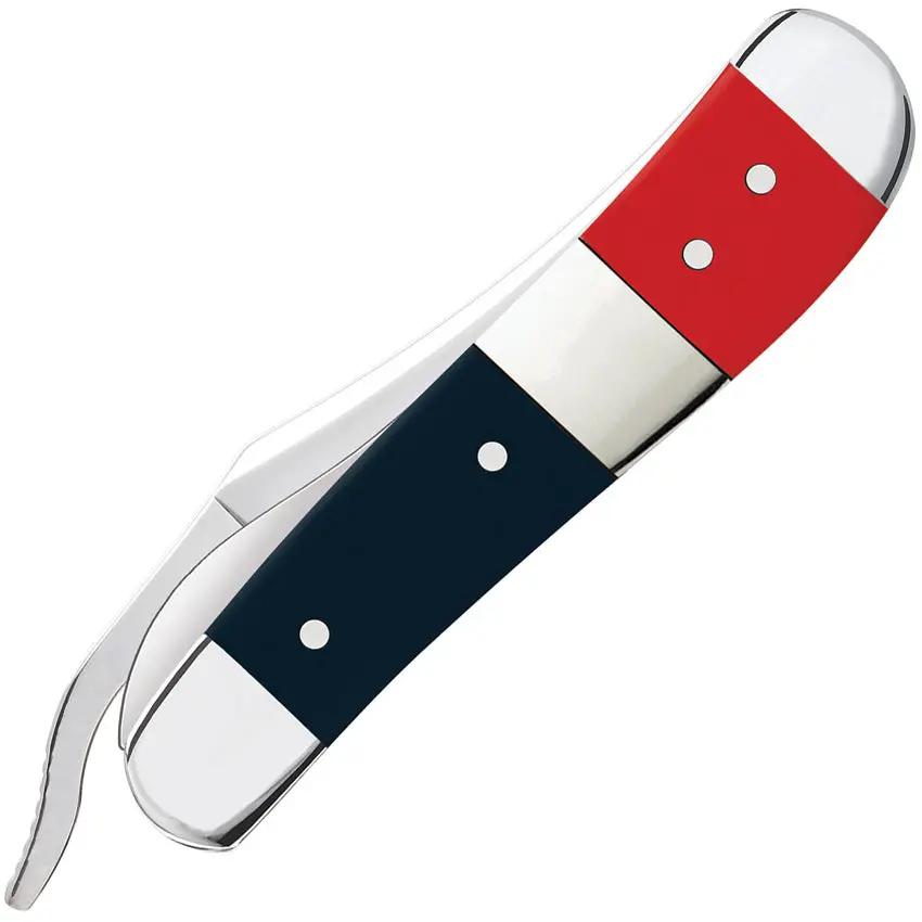 Case Cutlery Chevrolet Russlock Knife 4.25In One Hand Clip Blade Red Blue Handle Gift Boxed Collectors by Case Cutlery