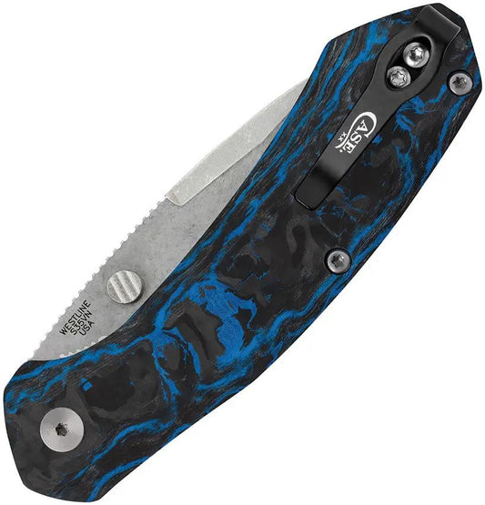 Case Westline Liner Lock Knife S35VN Blade 3.5in Black Blue Premium Carbon Fiber Handle EDC Pocket Clip by Case Cutlery
