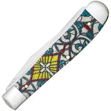 Case Trapper Knife Stained Glass Bone Handle 6254 SS With Clip And Spey Blades Gift Box For Collectors by Case Cutlery
