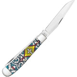 Case Trapper Knife Stained Glass Bone Handle 6254 SS With Clip And Spey Blades Gift Box For Collectors by Case Cutlery