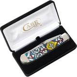 Case Trapper Knife Stained Glass Bone Handle 6254 SS With Clip And Spey Blades Gift Box For Collectors by Case Cutlery