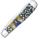 Case Cutlery Trapper Knife Stained Glass Angel 38818 Mirror Finish Blades Natural Bone Handle Gift Boxed For Collectors by Case Cutlery