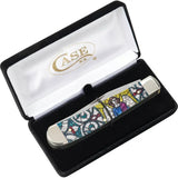 Case Cutlery Trapper Knife Stained Glass Angel 38818 Mirror Finish Blades Natural Bone Handle Gift Boxed For Collectors by Case Cutlery