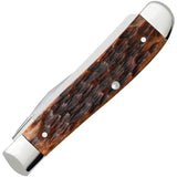 Case Cutlery Mini Trapper Brown Peachseed Jigged Bone 3.5in Mirror Finish Stainless Clip and Spey Blades For Collectors by Case Cutlery