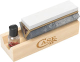 Case Cutlery Tri Hone Knife Sharpening Kit With Aluminum Oxide And Arkansas Stones Honing Oil Wooden Base For Pros by Case Cutlery