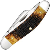 Case Cutlery Sowbelly Burnt Amber Jigged Bone Pocket Knife For Collectors With 3.88in Closed Clip Spey Sheepsfoot Blades by Case Cutlery