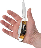 Case Cutlery Sowbelly Burnt Amber Jigged Bone Pocket Knife For Collectors With 3.88in Closed Clip Spey Sheepsfoot Blades by Case Cutlery
