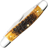 Case Cutlery Muskrat Folding Knife Burnt Amber Jigged Bone With Dual Clip Mirror Blade For Collectors by Case Cutlery