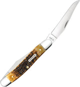 Case Cutlery Muskrat Folding Knife Burnt Amber Jigged Bone With Dual Clip Mirror Blade For Collectors by Case Cutlery