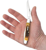 Case Cutlery Muskrat Folding Knife Burnt Amber Jigged Bone With Dual Clip Mirror Blade For Collectors by Case Cutlery