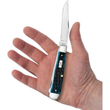 Case Cutlery Premium Trapper Knife Med Blue Peach Seed Jigged Bone 4.13 Inch Closed Clip Spey Blades for Collectors by Case Cutlery