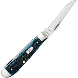 Case Mini Trapper Knife Mediterranean Blue Jigged Bone Handle 3.5Inch Premium Clip And Spey Blades For Collectors by Case Cutlery