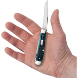 Case Mini Trapper Knife Mediterranean Blue Jigged Bone Handle 3.5Inch Premium Clip And Spey Blades For Collectors by Case Cutlery