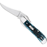 Case Cutlery Russlock Pocket Knife One Hand Clip Blade Pocket Worn Mediterranean Blue Jigged Bone For Collectors by Case Cutlery