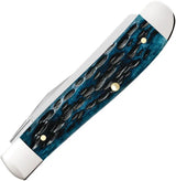 Case Cutlery Tiny Trapper Mediterranean Blue Jigged Bone Pocket Knife 2.38in Closed Stainless Clip Spey Blades by Case Cutlery