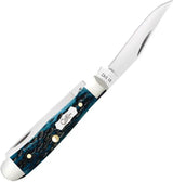 Case Cutlery Tiny Trapper Mediterranean Blue Jigged Bone Pocket Knife 2.38in Closed Stainless Clip Spey Blades by Case Cutlery