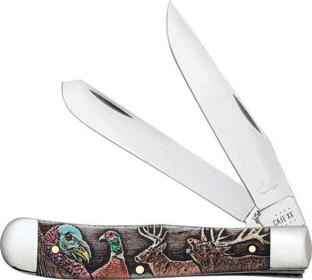 Case Cutlery Wild Game Trapper Knife 60585 With Natural Bone Handle And Spey Blades For Outdoorsmen Gift Box by Case Cutlery