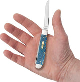 Case Cutlery Mini Trapper Blue Sycamore Handle 3.5 Inch Closed Mirror Stainless Clip and Spey Blades For Collectors by Case Cutlery