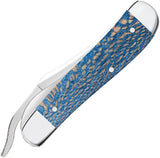 Case Russlock Blue Sycamore Wood Handle Knife One Hand Opening Clip Blade 4.13 Inch Closed For Collectors by Case Cutlery