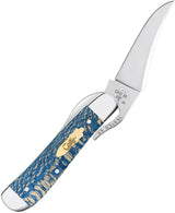 Case Russlock Blue Sycamore Wood Handle Knife One Hand Opening Clip Blade 4.13 Inch Closed For Collectors by Case Cutlery