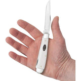 Case Trapper Knife White Synthetic 63960 Classic Premium Mirror Finish Stainless Clip And Spey Blades For Collectors by Case Cutlery