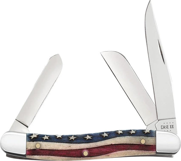 Case Pocket Knife Patriotic Embellished Bone Handle With Mirror Finish Stainless Clip Blades For Collectors by Case Cutlery
