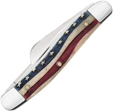 Case Pocket Knife Patriotic Embellished Bone Handle With Mirror Finish Stainless Clip Blades For Collectors by Case Cutlery