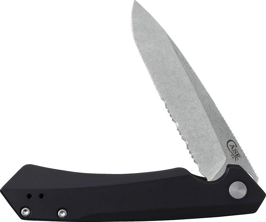 Case Kinzua Framelock Knife S35VN Partially Serrated 4.75in Closed Black Aluminum Handle EDC by Case Cutlery