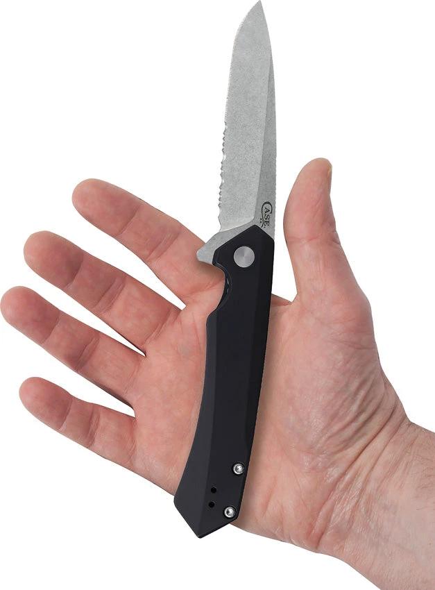 Case Kinzua Framelock Knife S35VN Partially Serrated 4.75in Closed Black Aluminum Handle EDC by Case Cutlery