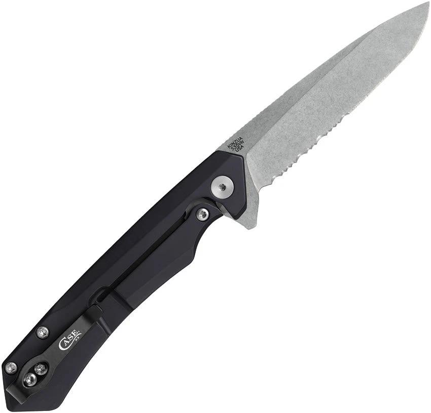 Case Kinzua Framelock Knife S35VN Partially Serrated 4.75in Closed Black Aluminum Handle EDC by Case Cutlery