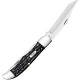 Case Folding Hunter Knife Buffalo Horn Handle With Stainless Clip And Skinner Blades Leather Sheath Outdoorsmen by Case Cutlery