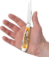 Case Cutlery Trapper Knife 6.5 Bonestag Handle With Mirror Finish Clip And Spey Blades Premium Stainless Collectors by Case Cutlery