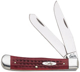 Case Cutlery Trapper Knife With Red Jigged Bone Handles Pocket Worn Finish Stainless Clip And Spey Blades For Collectors by Case Cutlery