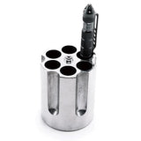 Caliber Gourmet Revolver Pen Holder Solid Aluminum Desk Decor For Firearm Enthusiasts Silver by Caliber Gourmet