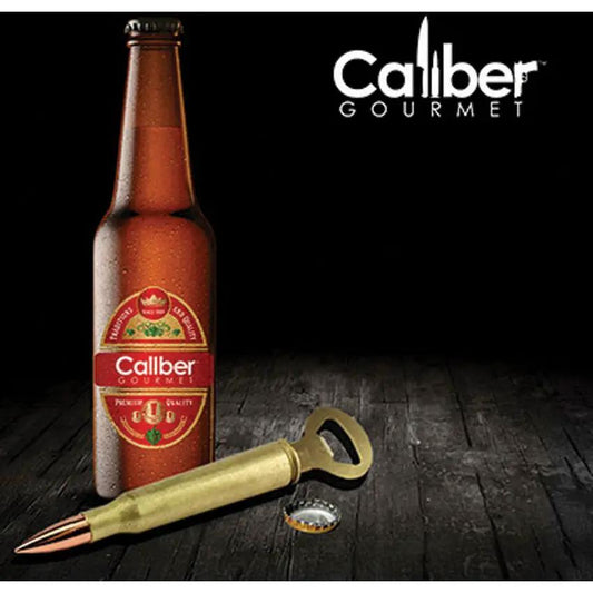 Caliber Gourmet 50 Caliber Bottle Opener Gold Finish Stainless Steel For Gun Enthusiasts by Caliber Gourmet