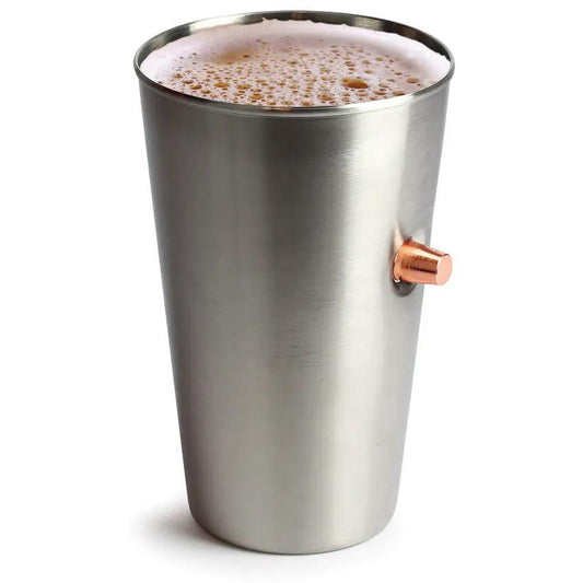 Caliber Gourmet Bullet Pint Glass 21 Oz Stainless Steel Hand Sculpted 50 Caliber Bullet For Gun Enthusiasts by Caliber Gourmet