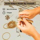 Caliber Gourmet Wood Knife Puzzle Set Six Laser Cut 3D Puzzles No Tools Needed Boxed Gift For Puzzle Lovers by Caliber Gourmet