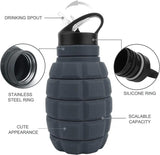 Caliber Gourmet Collapsible Grenade Bottle 580ml BPA Free Silicone With Dual Caps For Outdoor Adventurers by Caliber Gourmet