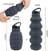 Caliber Gourmet Collapsible Grenade Bottle 580ml BPA Free Silicone With Dual Caps For Outdoor Adventurers by Caliber Gourmet