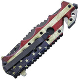 Combat Ready Flag Linerlock Assisted Opening Knife With American Flag Handle Artwork For Tactical EDC Enthusiasts by Combat Ready