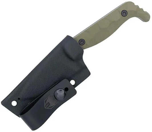 Cobratec Small Kingpin Fixed Blade Knife 3.25in D2 Drop Point OD Green G10 Kydex Sheath For EDC Enthusiasts by Cobratec Knives
