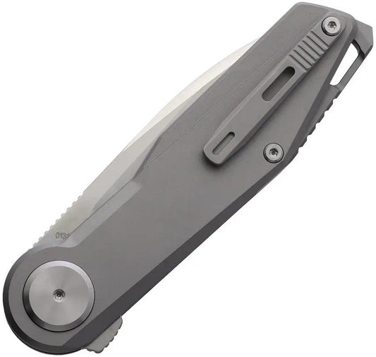 Cobratec Prodigy Button Lock Knife M390 Drop Point Gray Titanium Handle EDC Ready Pro With Glass Breaker Lanyard Hole by Cobratec Knives