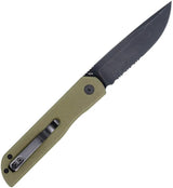Cobratec Prowler Button Lock Knife D2 Tool Steel Drop Point 3.25 Blade OD Green G10 For EDC Enthusiasts by Cobratec Knives