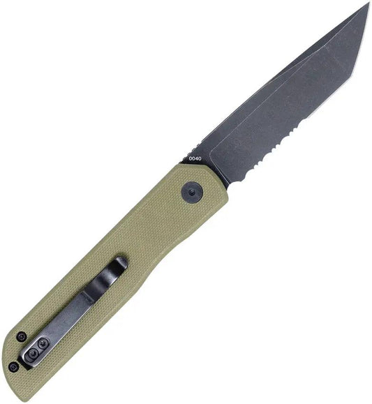 Cobratec Prowler Button Lock Tanto Knife With D2 Steel Partially Serrated Blade OD Green G10 Handle EDC Tactical by Cobratec Knives
