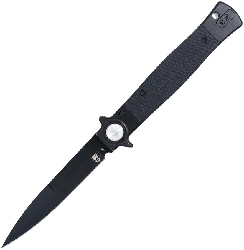 Cobratec Knives Stiletto Button Lock Blk/Blk CTSTLBLG10BLKBLK by Cobratec Knives